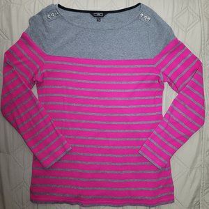 Lieb Long-Sleeved Pink and Grey Blouse